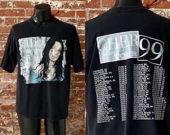 アイドル 90s vintage tour CHER T-shirt / size/ XL Vintage 90s Cher Shirt Mens XL Blue Do You Believe Tour Tee 2000s