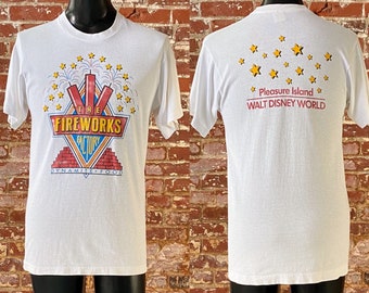 90s The Fireworks Factory Pleasure Island Disney World Souvenir Tee 1990s Dynamite Food Fireworks Factory T-Shirt Single Stitch USA - Medium