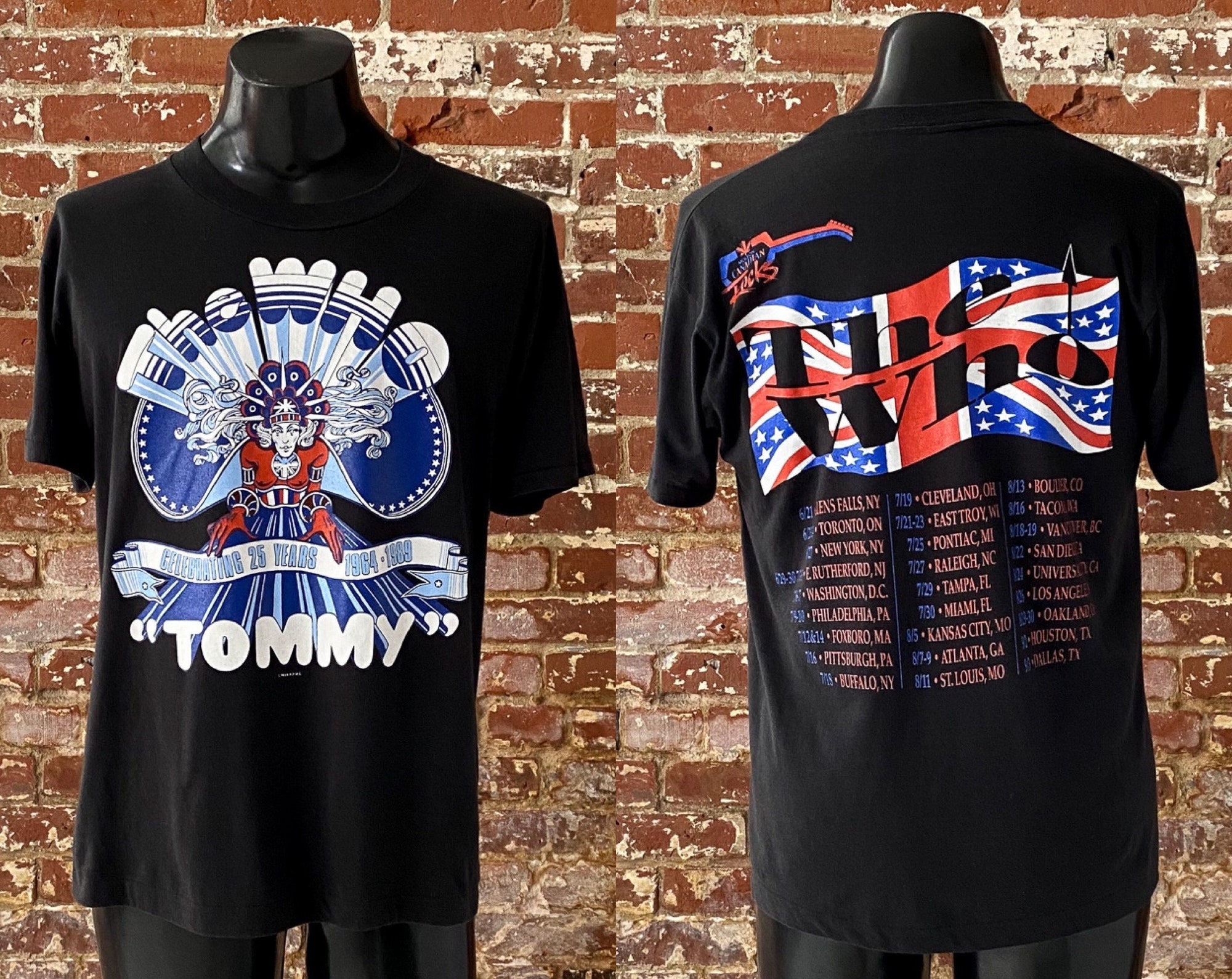 Discover 80s The Who Celebrating 25 Years 1964-1989 "Tommy" Tour T-Shirt. Vintage 1989 The Who "Tommy" Tour Tee Single Stitch - Large 21" x 27.5"