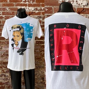 90s Rod Stewart Vagabond Heart Album Promo T-Shirt. Vintage 1991 Rod Stewart Screen Stars Tee. Single Stitch Made in USA - Large 21&quot; x 29.5&quot;