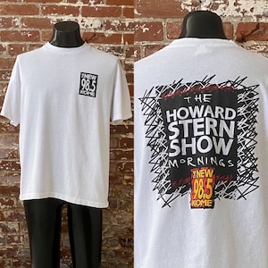 90s The Howard Stern Show Mornings 98.5 KOME Radio Promo T-Shirt. Vintage 1990s Howard Stern Radio Show Tee. Single Stitch - XL 23&quot; x 28&quot;