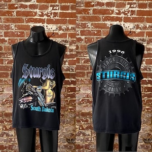 90er Jahre Sturgis Black Hills Sammlung South Dakota Tank Top. Vintage 1996 Sturgis Harley Biker Panzer. Einfacher Stich Made in USA - XL 60 cm x 72 cm