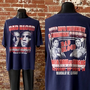 2002 “Bad Blood” Oscar De La Hoya vs. Fernando Vargas World Superweight/Jr. Middleweight Championship Boxing Tee - XXL 26&quot; x 29&quot;