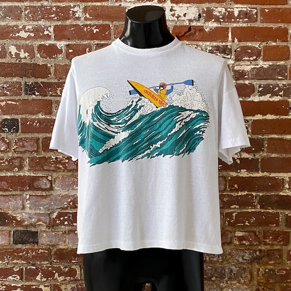 90s Adidas Devil's Toenail Kayaking Graphic T-shirt. Vintage 1990s
