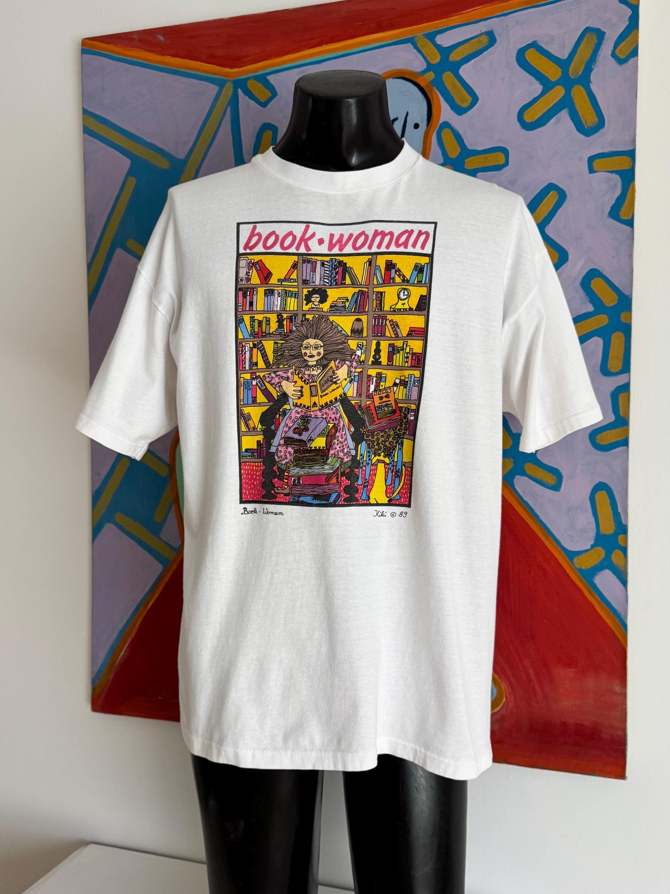 Vintage 1989 Book Woman Kiki Suarez Art T-shirt. Single Stitch