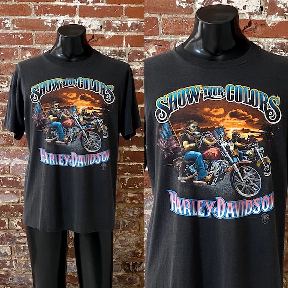 80s Harley Davidson Show Your Colors T-shirt. Vintage 1988