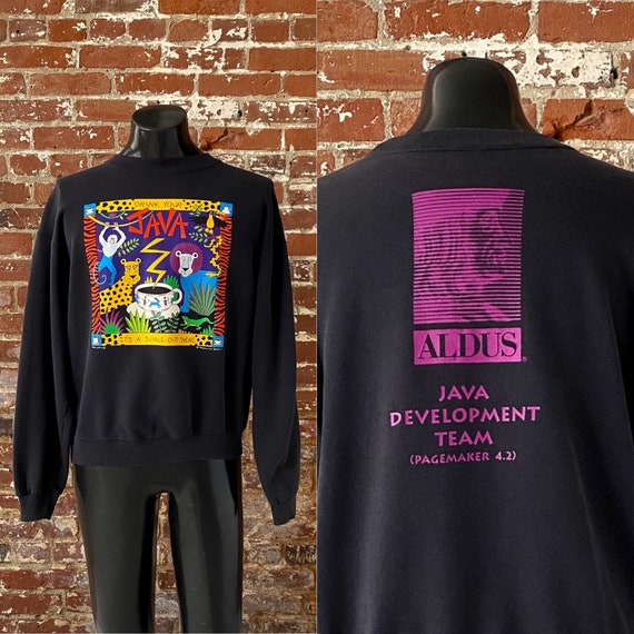90s Java Software Fabric Art Tech Sweatshirt. Vin… - image 1
