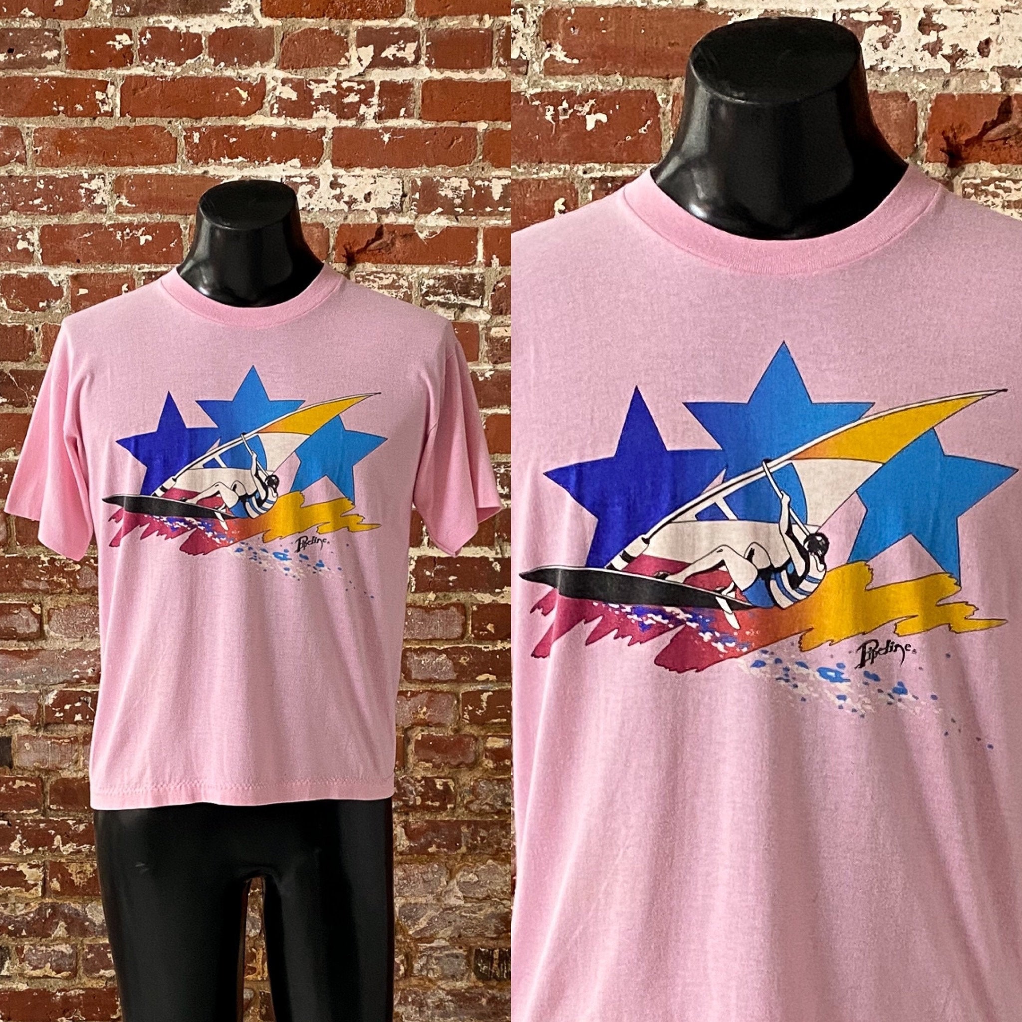 Soft light weight striped Gone fishing themed shirt – Bubblegum