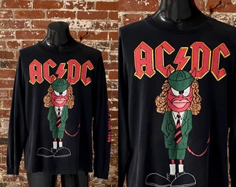 90s ACDC Ballbreaker World Tour Long Sleeve T-Shirt. Vintage 1996 Acdc Ballbreaker Tee. Single Stitch Made in USA - XL 23" x 28.5"