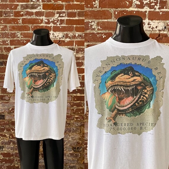 〜90's T.REX Vintage Photo Tee 90s Tyrannosaurus Rex Artenschutz 75 000 000 B.C. Shirt
