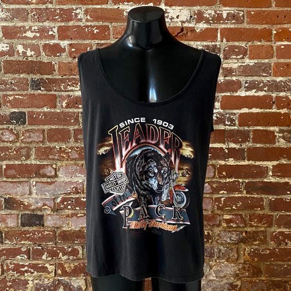 Harley Davidson 3D eagle 90s tank シャツ 90s Harley Davidson 3D Emblem Leader of the Pack Eagle