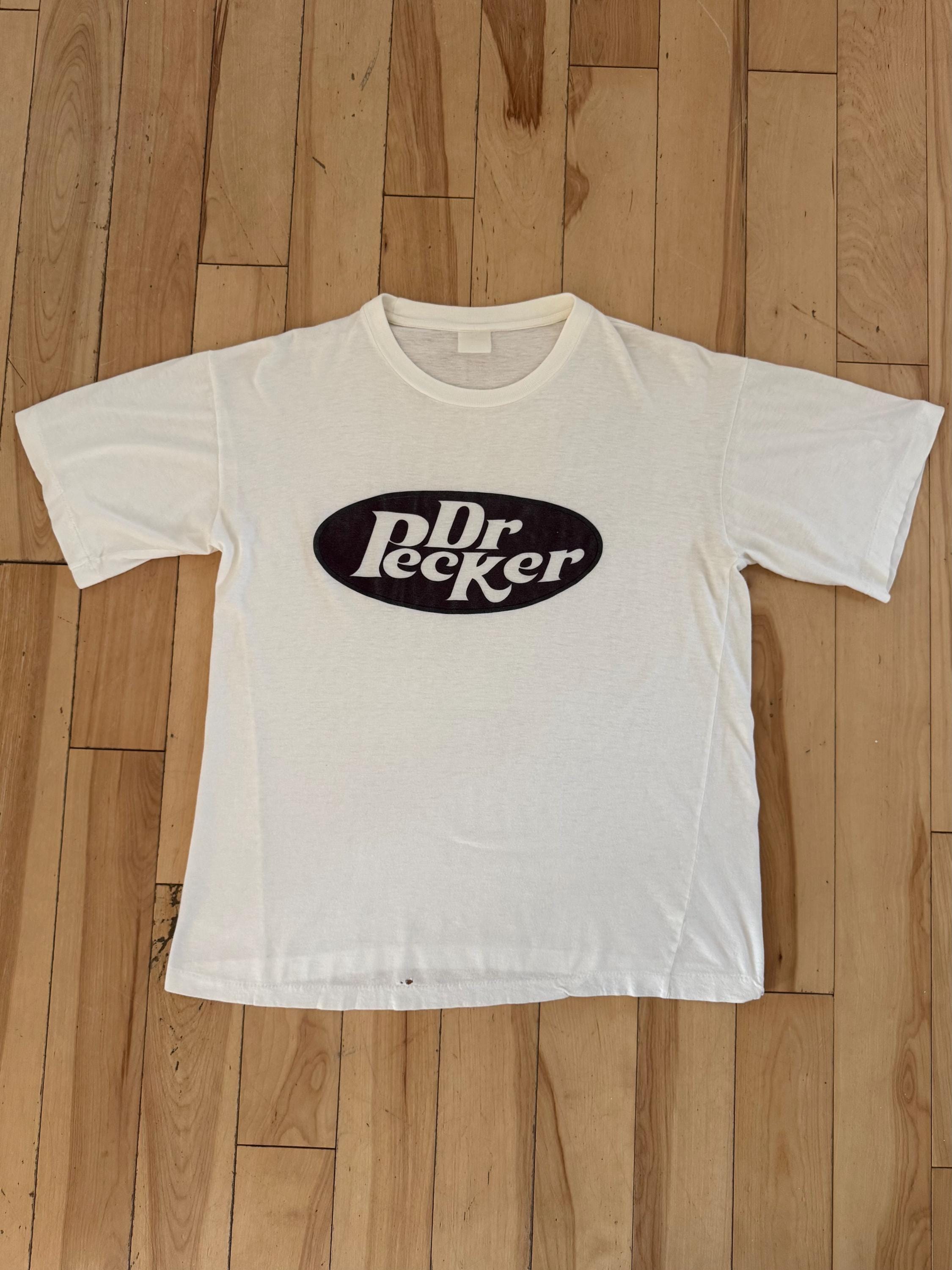 90s Dr Pecker Dr Pepper Soft Drink Parody T-shirt. Single Stitch 