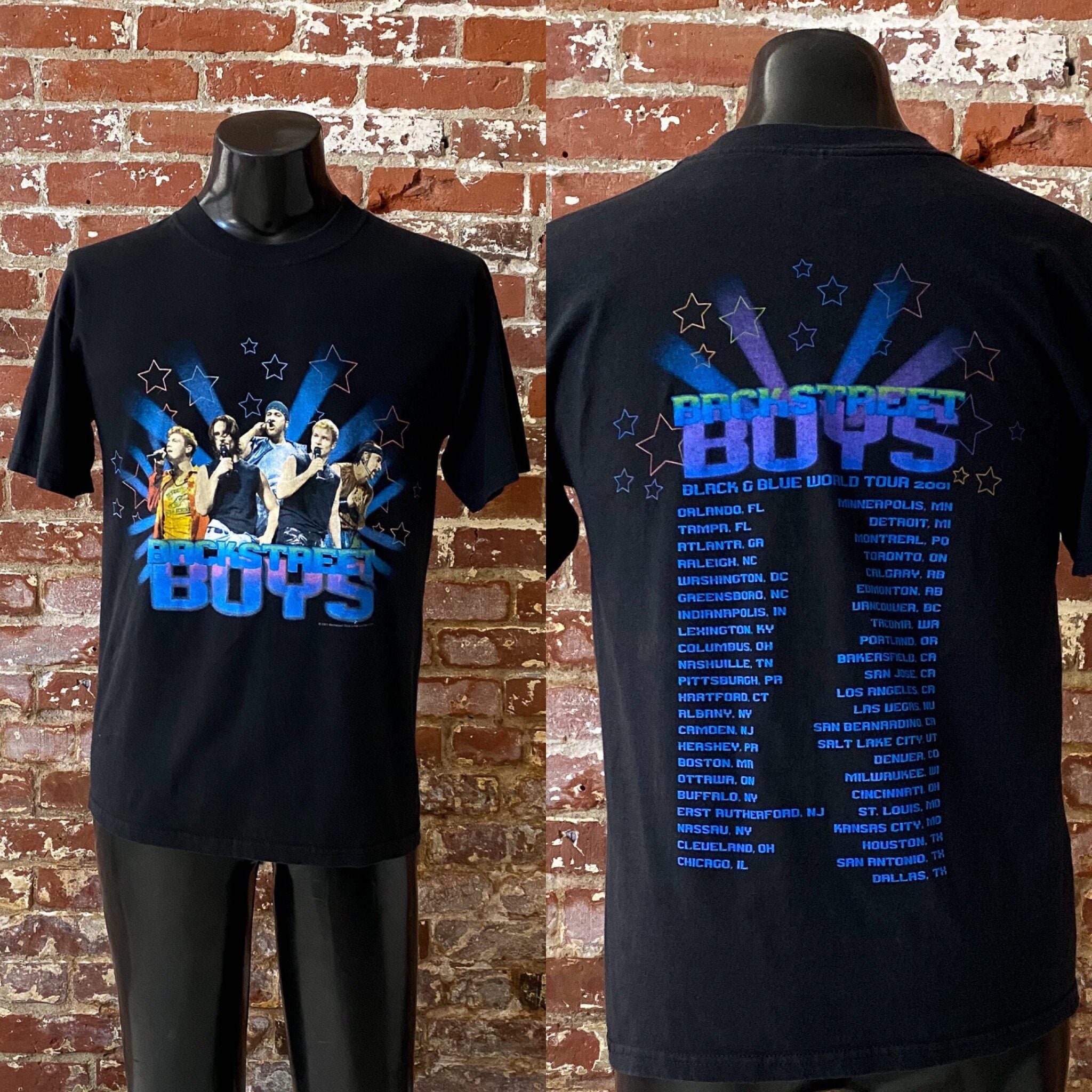 BACKSTREET BOYS 2001 BLACK&BLUE Tシャツ 2001 the Backstreet Boys Black & Blue World Tour T-shirt. Vintage