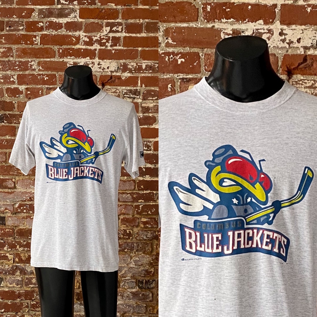 Vintage 90’s Columbus Blue Jackets Stinger T Shirt Raglan Jersey XS - Youth  XL