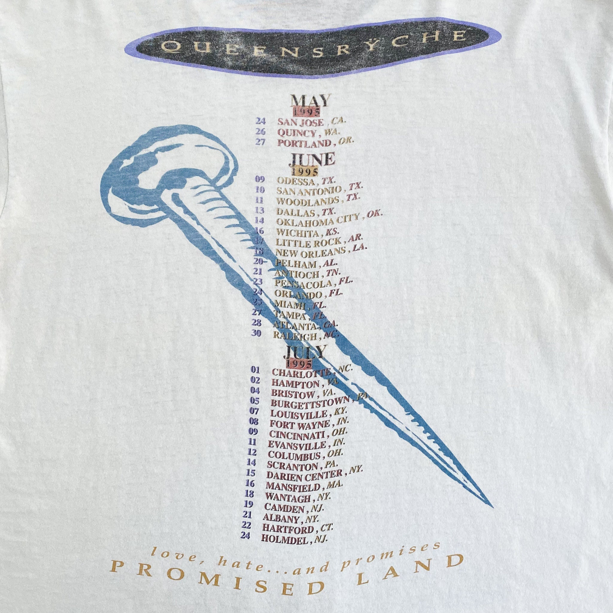 90s Queensryche Promised Land Tour T-shirt. Vintage 1995
