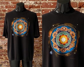 90s 00s Soundings Of The Planet T-Shirt. Late 1990s or Early 2000s Relaxation New Age Spiritual Music Tee. XL 24" x 29"