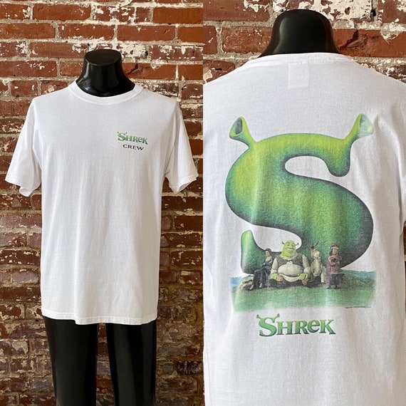 2001 Shrek Film Crew Movie Graphic T-shirt. Vintage 00s Shrek