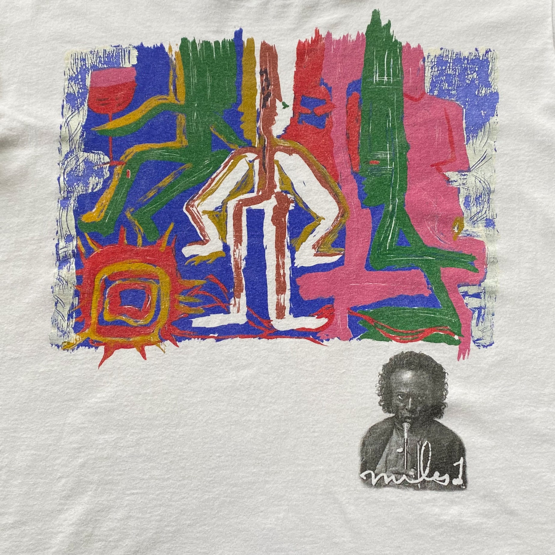 Miles davis ANDAZIA カラフルアート Tシャツ 黒 Miles davis ANDAZIA カラフルアート Tシャツ 黒