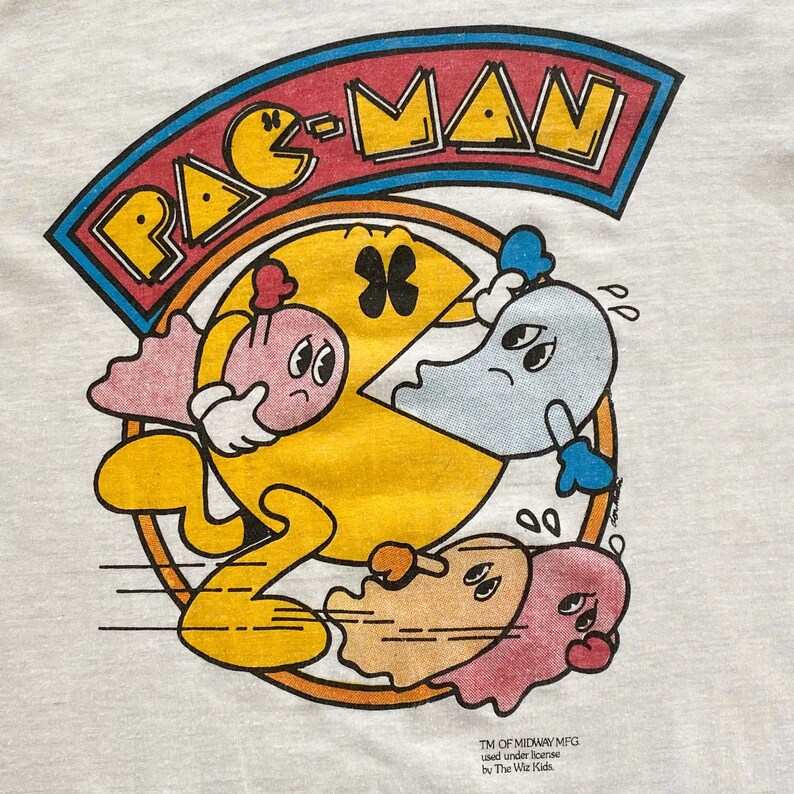 80s Pac-man Video Game Ringer T-shirt. Vintage 1980s Pac-man Midway MFG ...
