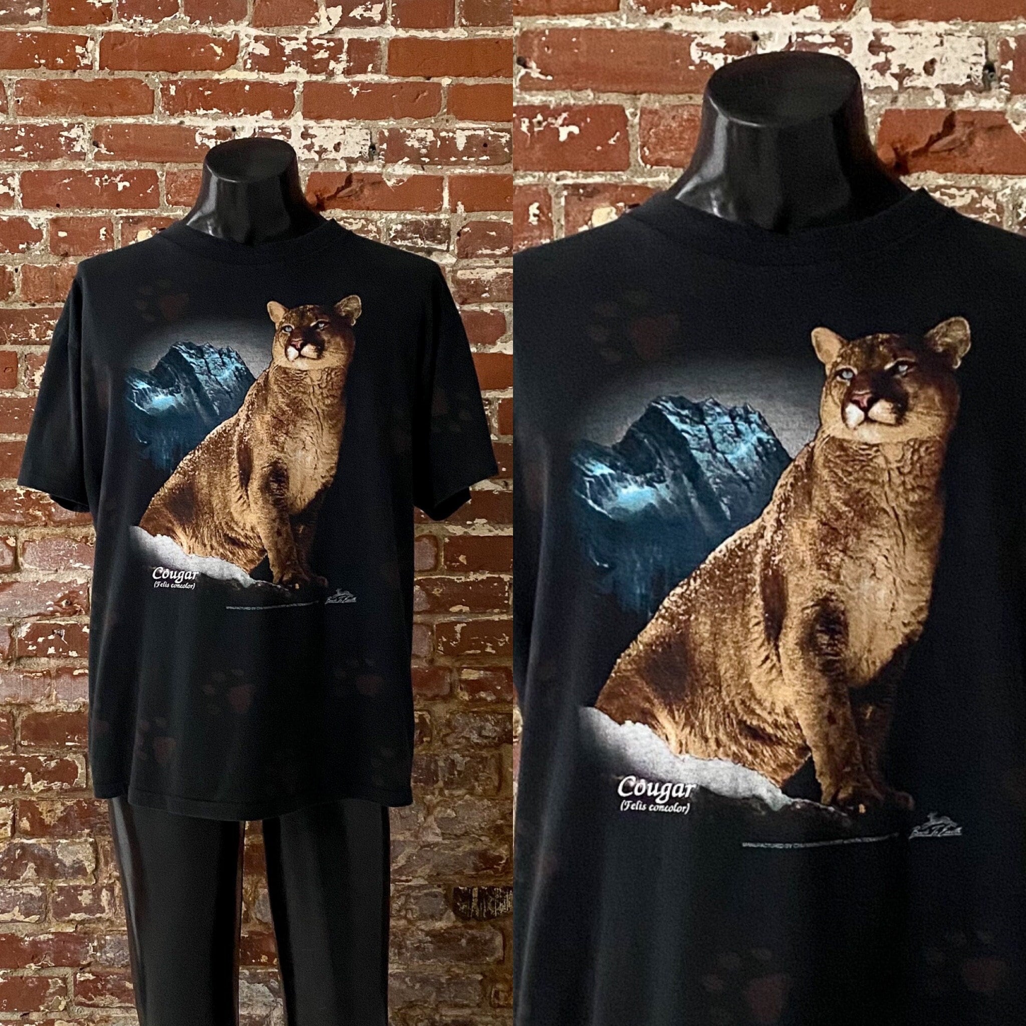 90s 3D Emblem Cougar Graphic T-shirt. Vintage 1992 Cougar