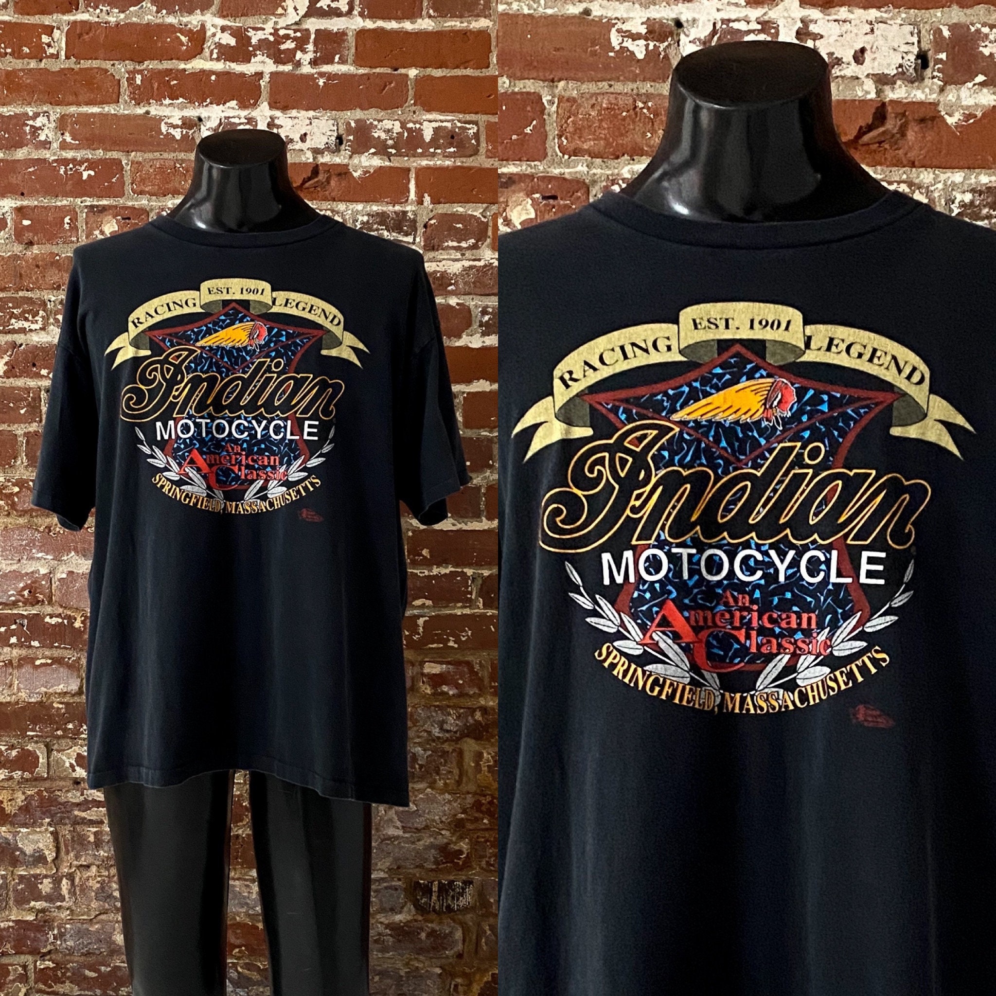 90s Indian Motorcycle an American Classic Springfield, MA T-shirt 