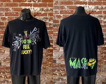 90s The Mask "Do Ya Feel Lucky?" Movie Promo T-Shirt 1994 Jim Carrey The Mask Graphic Tee Single Stitch Made in Canada - XL Boxy 24.5"x27.5"