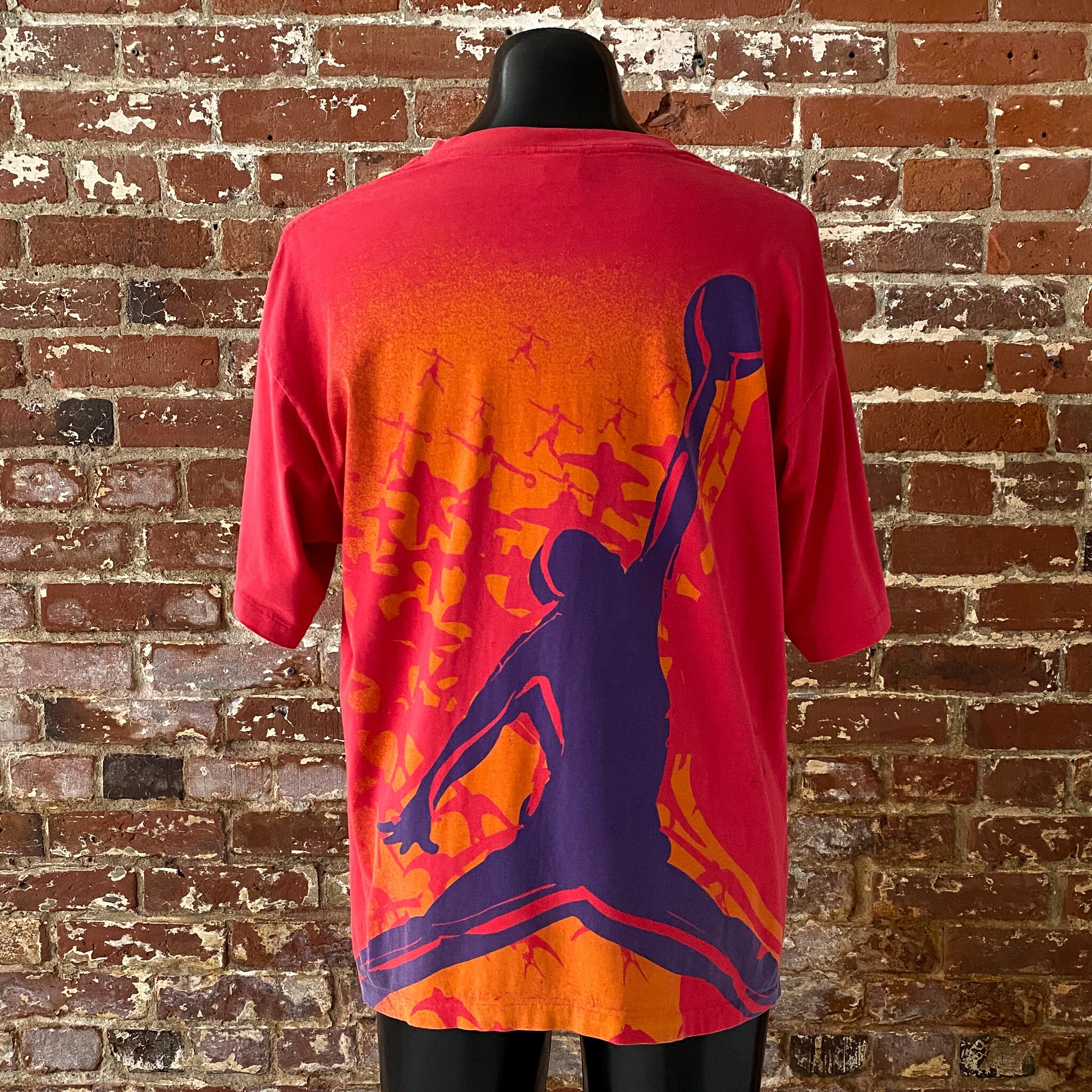 90s Michael Jordan Jumpman Nike T-shirt. Vintage 1990s AOP 90s Michael Jordan Jumpman Nike T-shirt. Vintage 1990s AOP