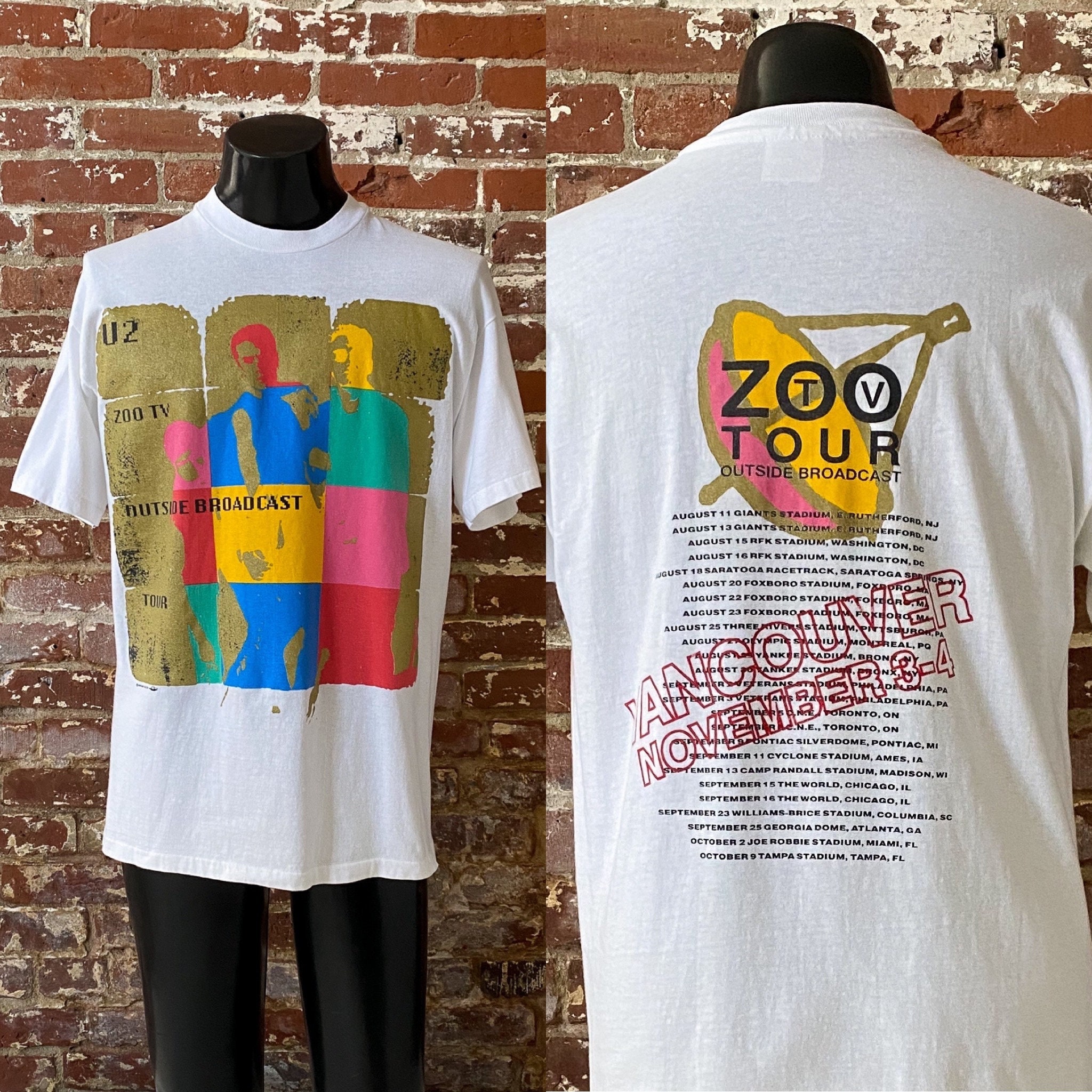 90s U2 Outside Broadcast Zoo TV Tour T-shirt. Vintage 1992 90s U2 Outside Broadcast Zoo TV Tour T-shirt. Vintage 1992