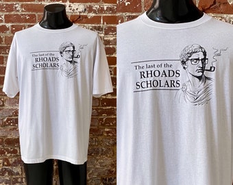 90s The Last Of The Rhoads Scholars Novelty T-Shirt. Vintage 1990s Rhodes Scholarship Oxford Parody Tee. Made in USA - XL 24" x 30"