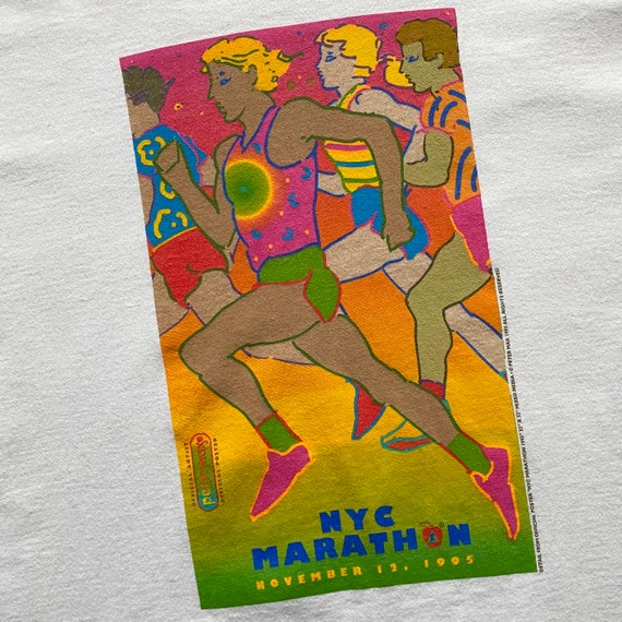 90s Peter Max NYC Marathon Poster Art T-Shirt. Vi… - image 4