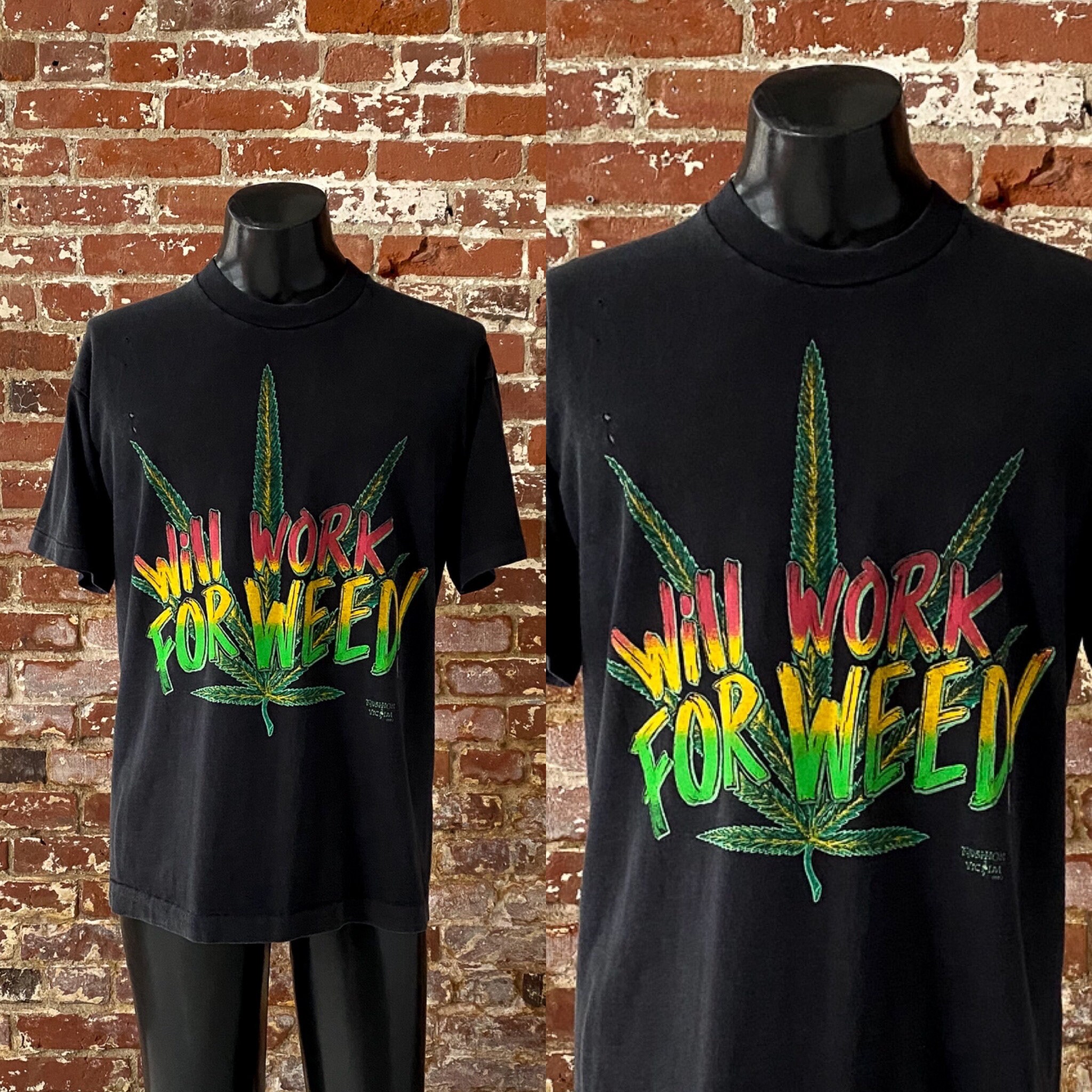 90s Fashion Victim will Work for Weedt-shirt. Vintage 1992 Weed  