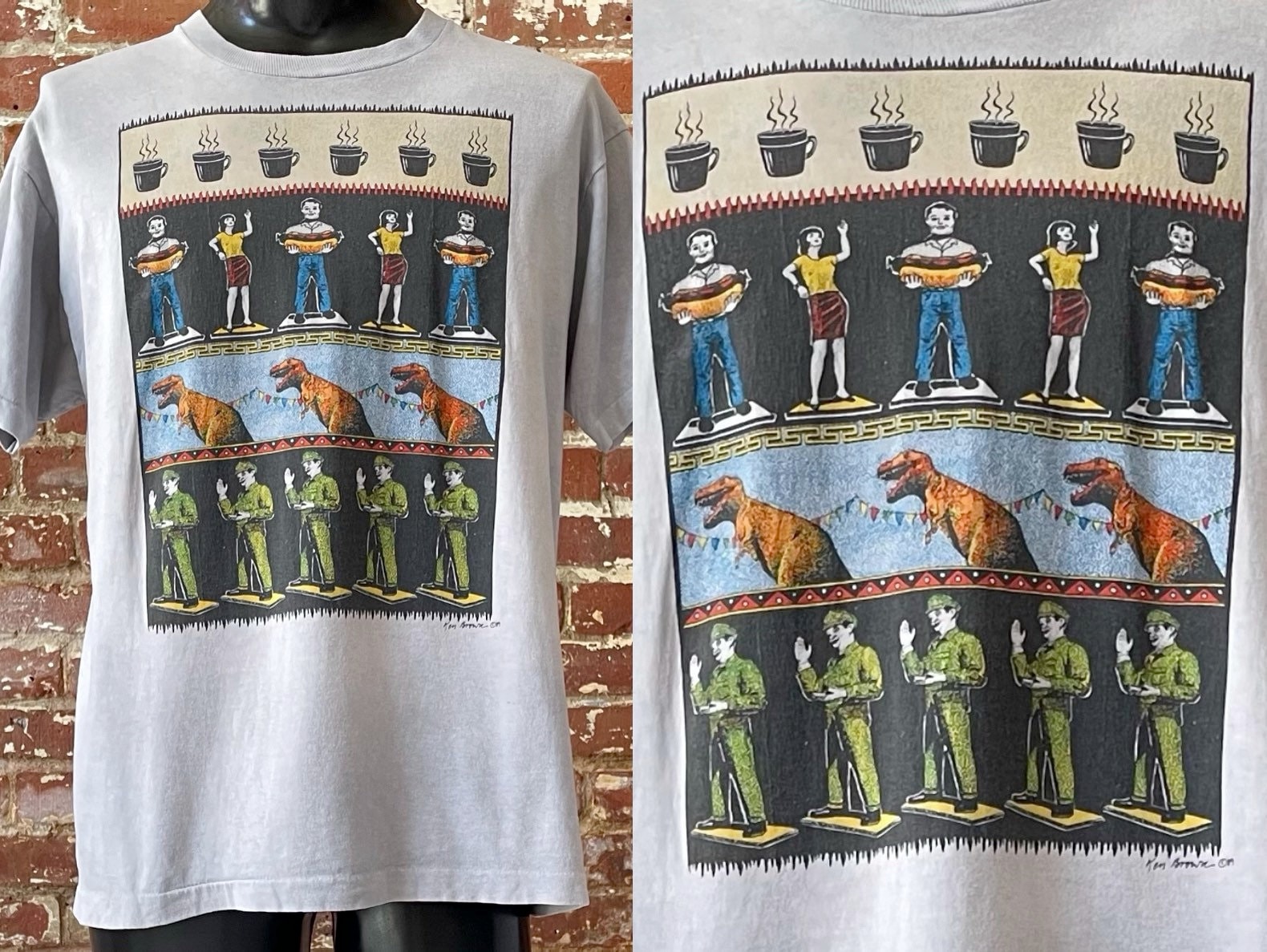 80s Ken Brown Pop Art Print T-shirt. Vintage 1989 Ken Brown Coffee