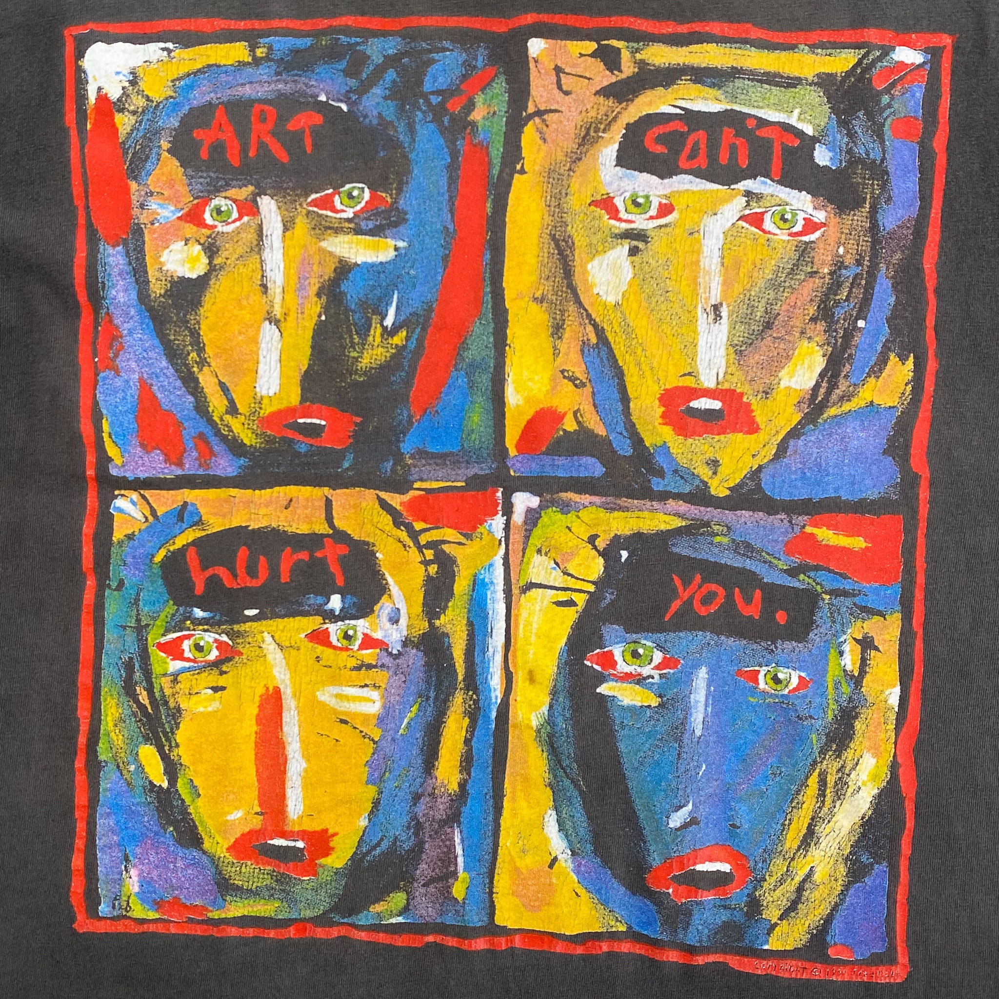 90s Fred Babb Art Can't Hurt You T-shirt. Vintage 1991 Faded