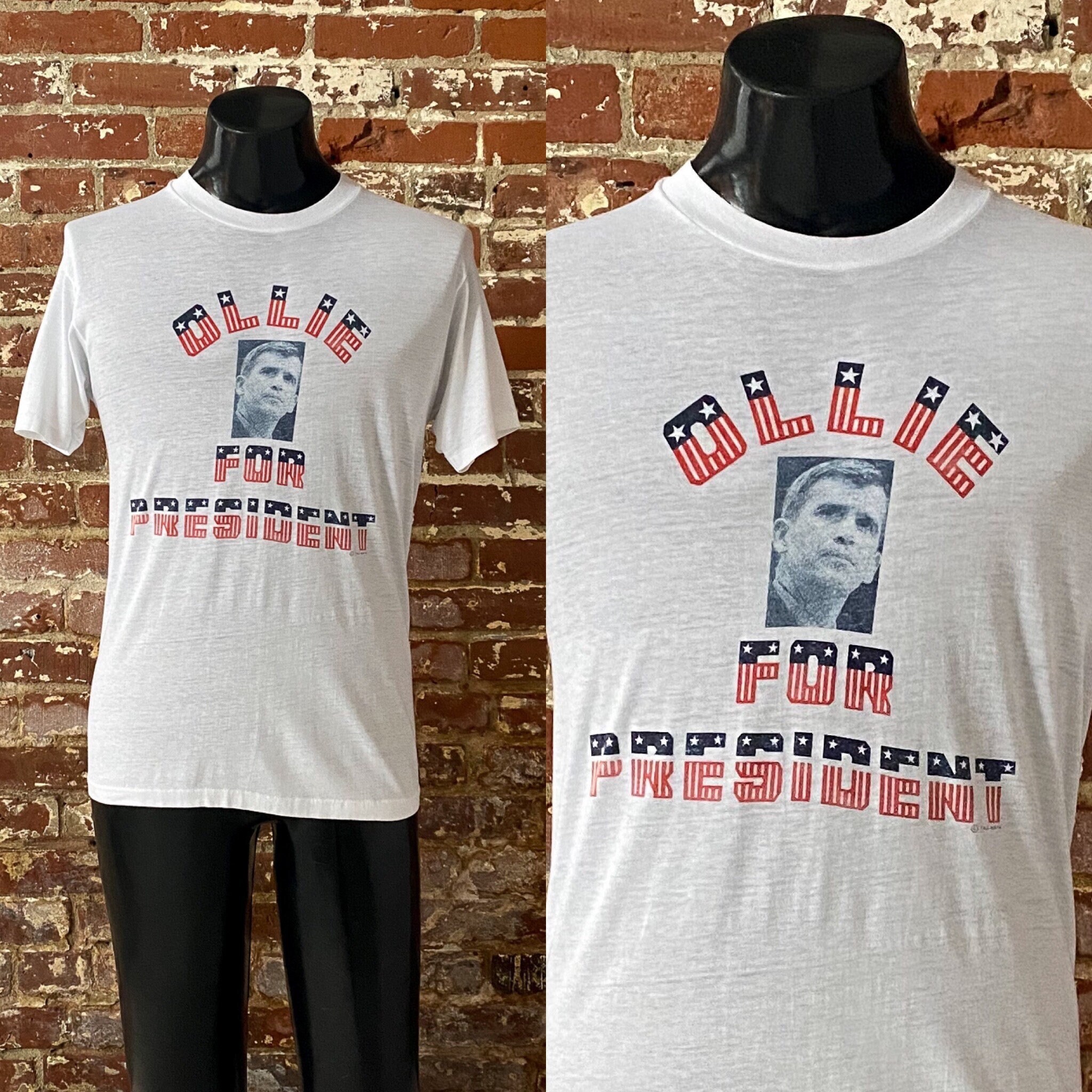 80s “ollie for President” Oliver North T-shirt. Vintage 1980s 
