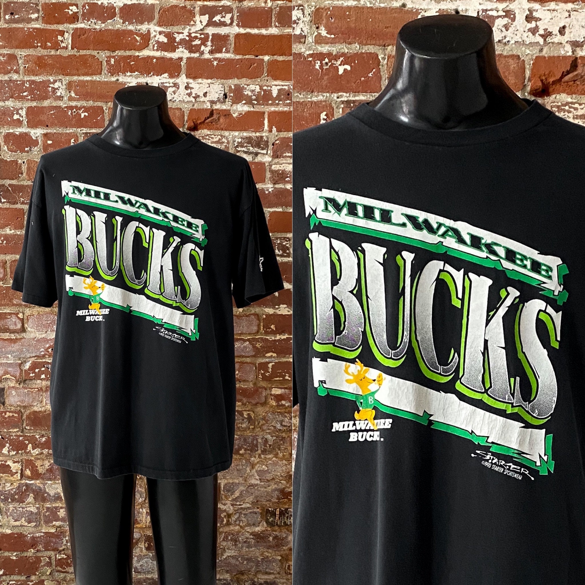 Vintage Milwaukee Bucks Hoodie Mens XL Green Sweatshirt NBA Basketball Team  Logo