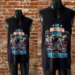 80s Harley Davidson Elvis Presley Tank Top. Vintage 1987 American Legend Harley Elvis Tank. Single Stitch 50/50 Made in USA. Large 22 x 30 image 1