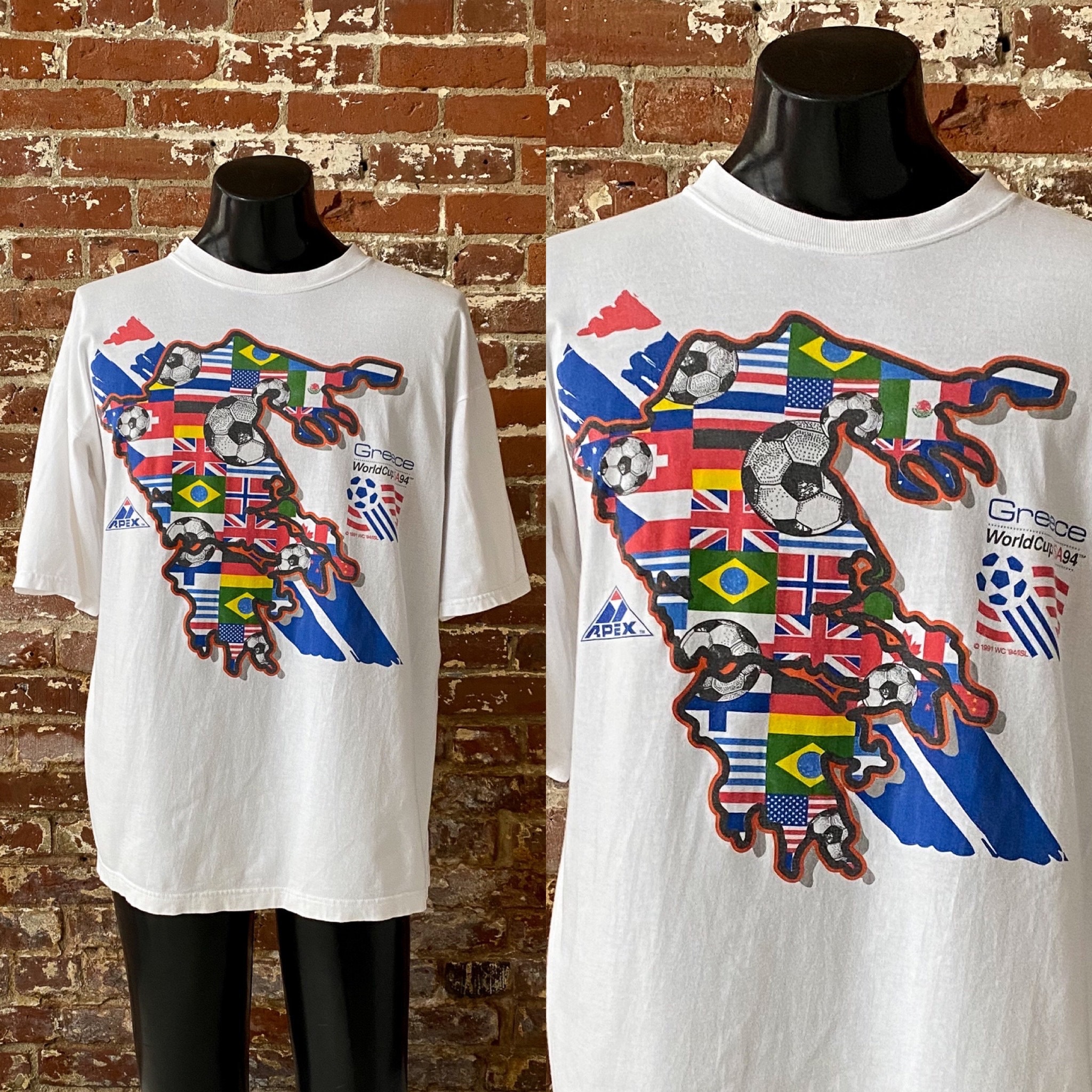 1994 Greece World Cup USA Graphic T-shirt. Vintage 90s Team Greece