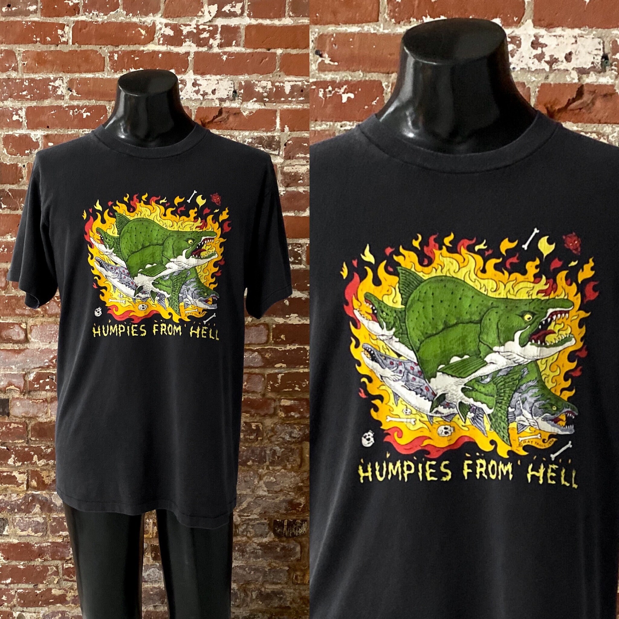RAY TROLL Tシャツ　恐竜 90s Ray Troll Humpies From Hell Fish Art T-shirt. Vintage 1990 Ray