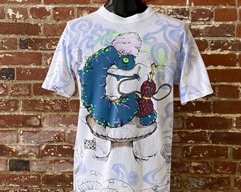 90s Andazia Alice in Wonderland Caterpillar T-shirt. Vintage 1990s