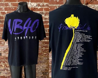 90s UB40 Promises And Lies North American Tour T-Shirt. Vintage 1994 UB40 Double Sided Tour Tee. Wild Oats Made in USA - XL 23.5" x 28"