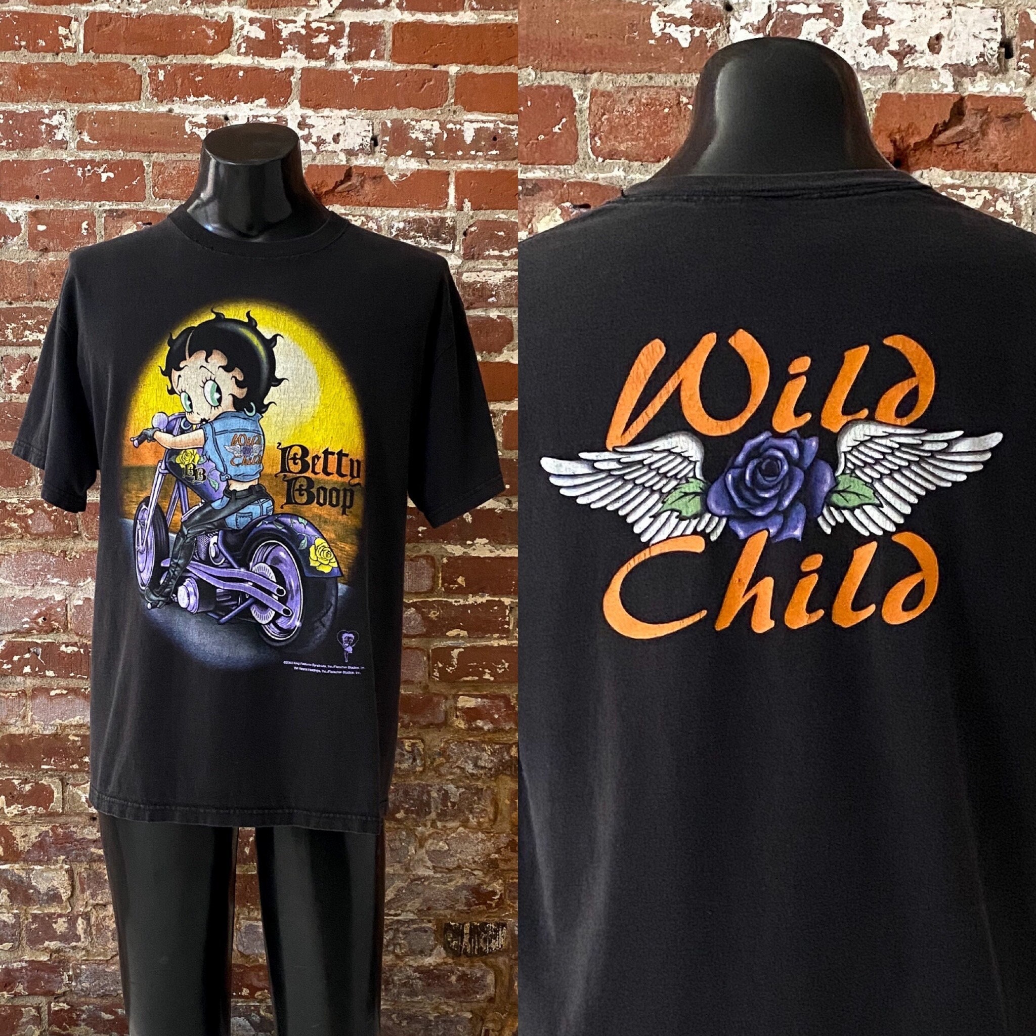 2003 Betty Boop Wild Child Motorcycle T-shirt. Vintage 00s Betty
