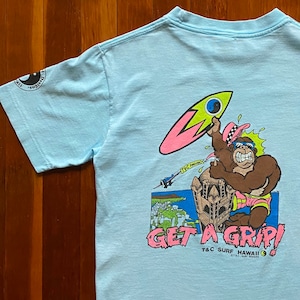 90s Thrilla Gorilla T&C Surf Designs Hawaii T-Shirt. Vintage Single Stitch Early 90s Get A Grip Town and Country Thrilla Gorilla Surf Tee.