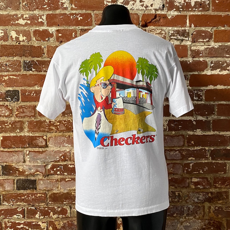 90s Checkers Drive-in Restaurant Promo T-shirt. Vintage 1991 Checkers ...