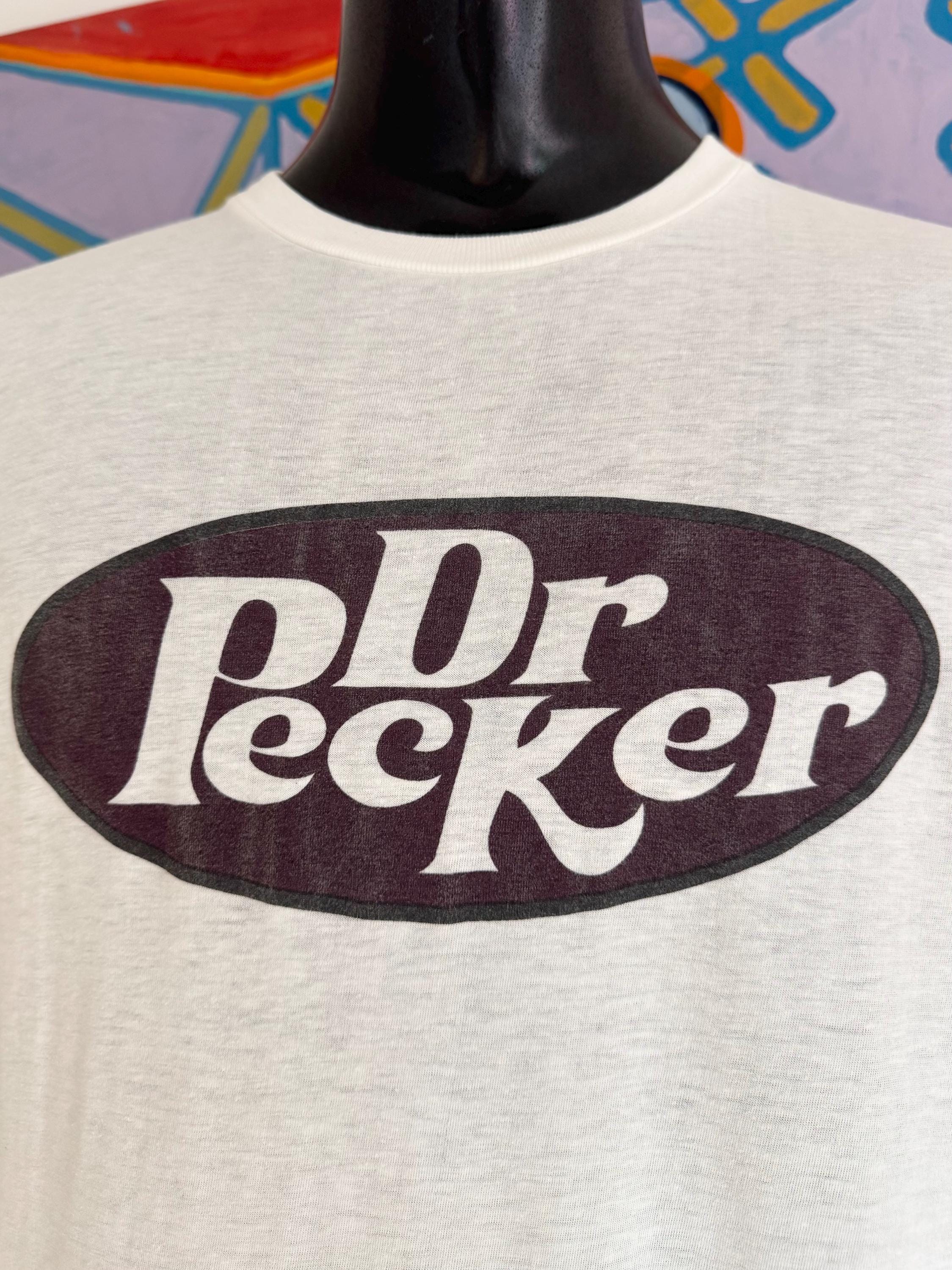90s Dr Pecker Dr Pepper Soft Drink Parody T-shirt. Single Stitch 