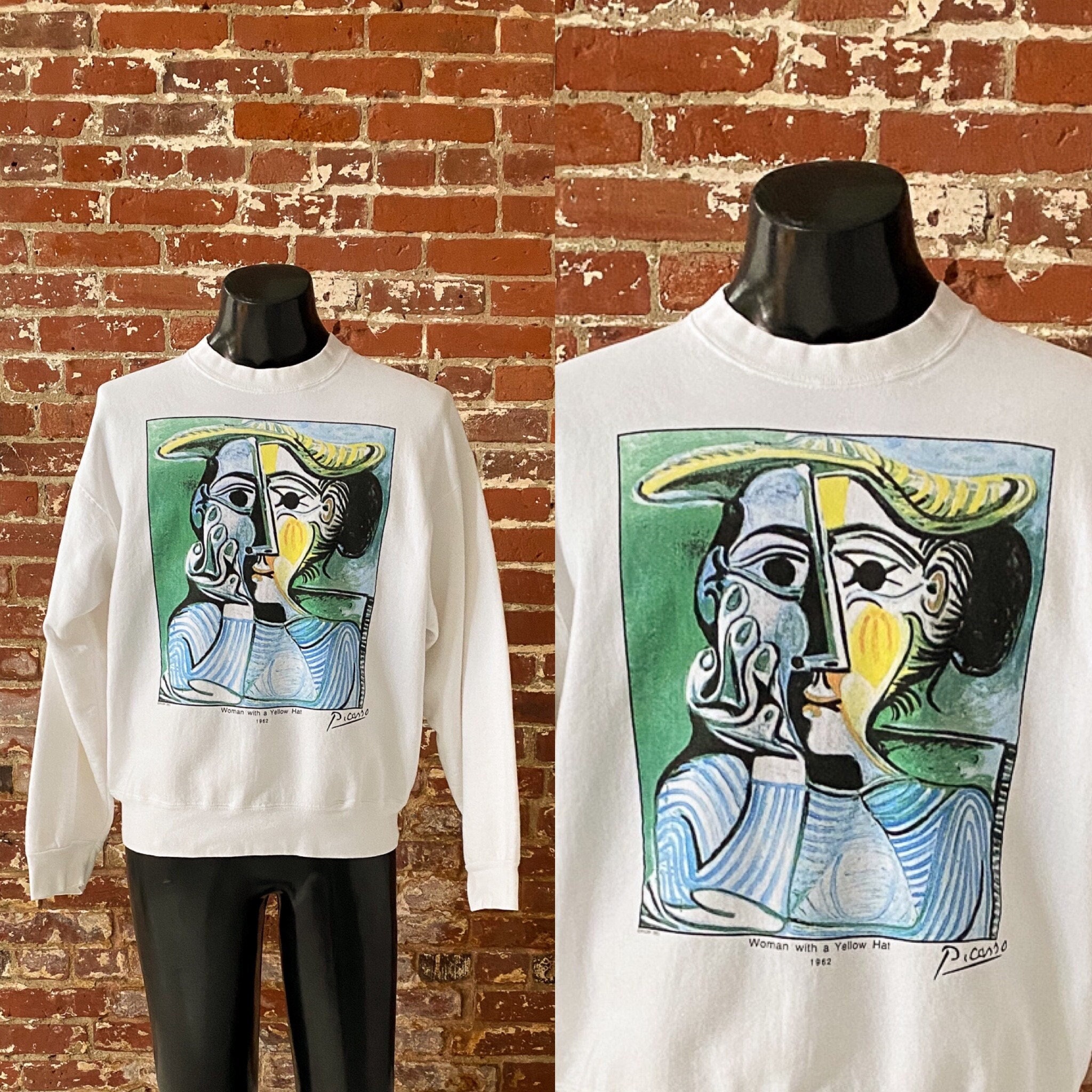 90s Picasso Woman With A Yellow Hat Sweatshirt 1995 Pablo 90s Picasso Woman With A Yellow Hat Sweatshirt 1995 Pablo