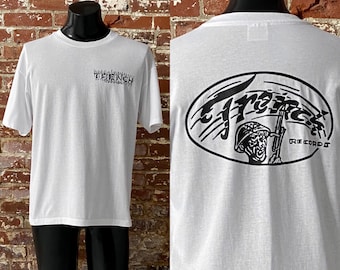 90s Trench Records Spokane Washington T-Shirt. Vintage 1990s Indie Record Label Trench Records Tee. Single Stitch 50/50 - Large 22" x 27.5"