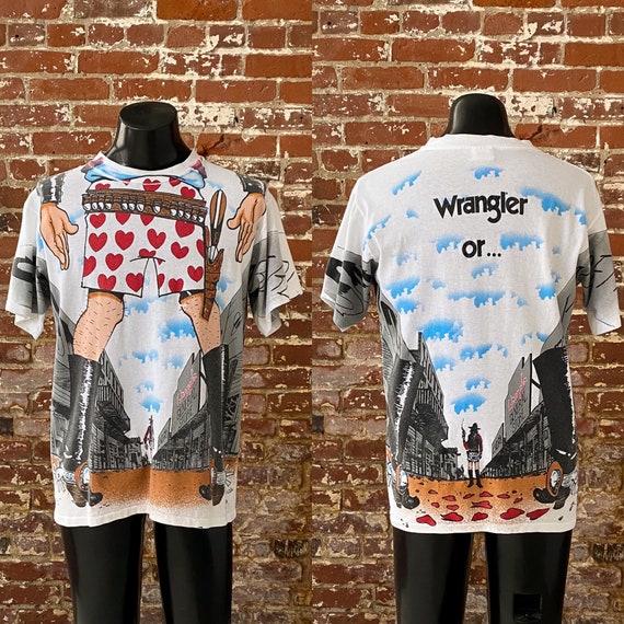 90s Wrangler Cowboy Fast Draw Gunfight All Over Print T 90s Wrangler Cowboy Fast Draw Gunfight All Over Print T