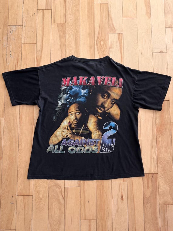 Early 00s Tupac Shakur Makaveli Against All Odds Bootleg Rap Tee