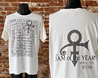 1991 PRINCE TOUR vintage T shirt Euro製 Rare 1991 Prince Diamonds and Pearls All Over Print Tour tee shirt