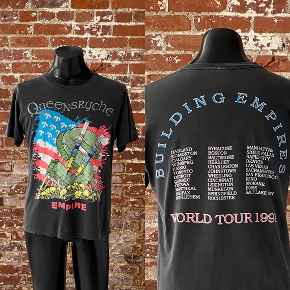 90s Queensryche Building Empires Tour T-Shirt. Vin